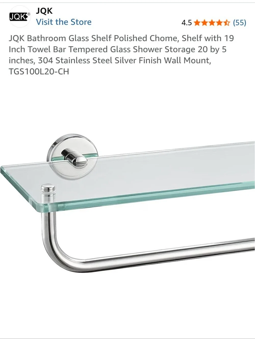 JQK Bathroom Towel Bar in Stainless Steel Finish